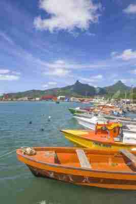 Colour boats at Avatiu Harbour