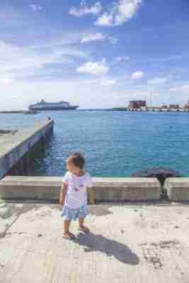 Toddler Walking Along Rarotonga Port