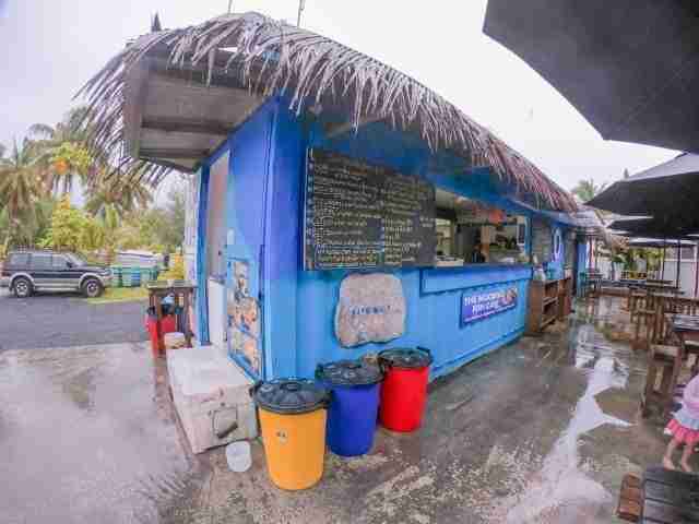 The Mooring Fish Cafe on a rainy day