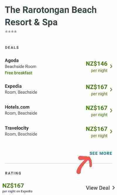 Trivago hotel comparison screenshot click on see more to see full list of best deals at the best prices