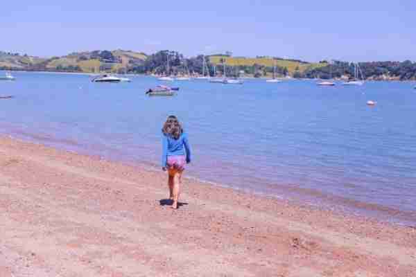 Rocky Bay beach walk travel girl Waiheke Island