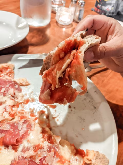 Caffe Centrale Italian Restaurant Melted Cheese Prosciutto Pizza Family Hamilton Travel Food Blog Kida