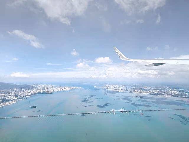 Beautiful Aerial View of Penang Bridge