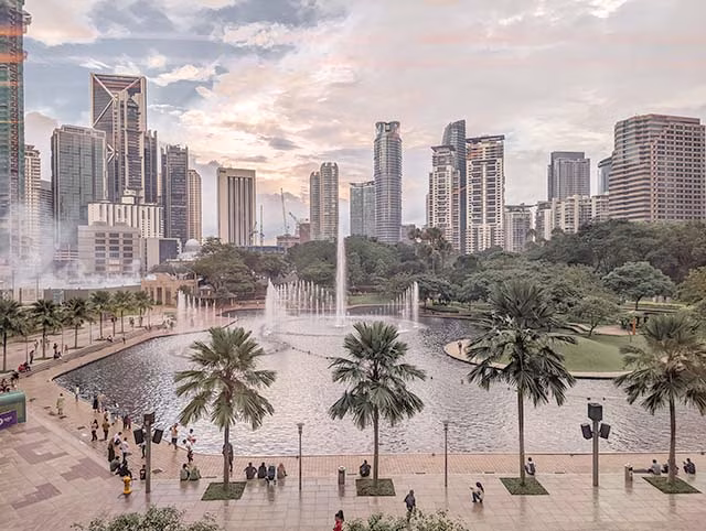 Signatures Food Court Suria KLCC Window View to Esplanade Water Fountain
