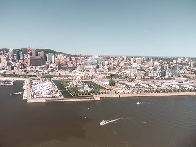 Drone Montreal City Canada Aerial View Ferris Wheel River Family Travel Blog Kida