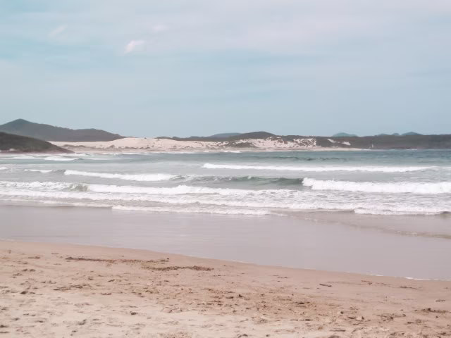 Family on Port Stephens Beach, east coast of Australia, on a Sydney to Brisbane road trip.
