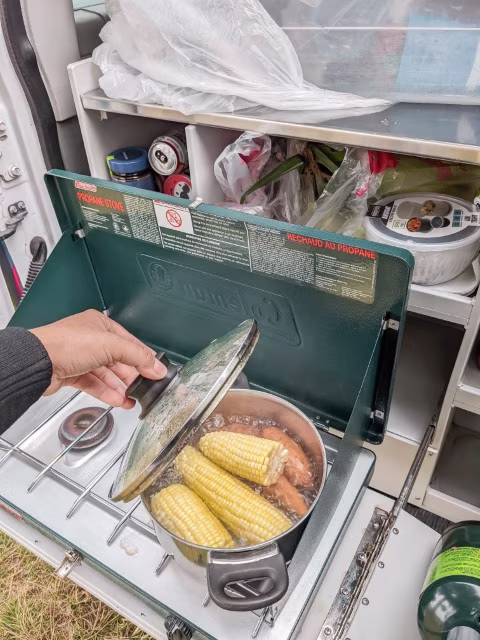 Campervan Cooking Home Made Meal Vegetable Last Minute Hotel Booking Alternatives