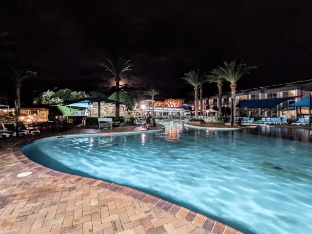 Lagoon pool at night Sea World Resort Gold Coast