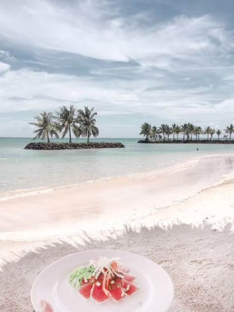Seared Raw Tuna Fine Dining by the pool Sheraton-Samoa-Beach-Resort-Lagoon-Bay-Dining-Accommodation-Apia-Family-Review-Travel-Blog-Kida