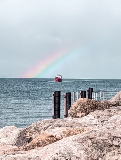 Rottnest Island wharf boat cruise sunset rainbow harbour