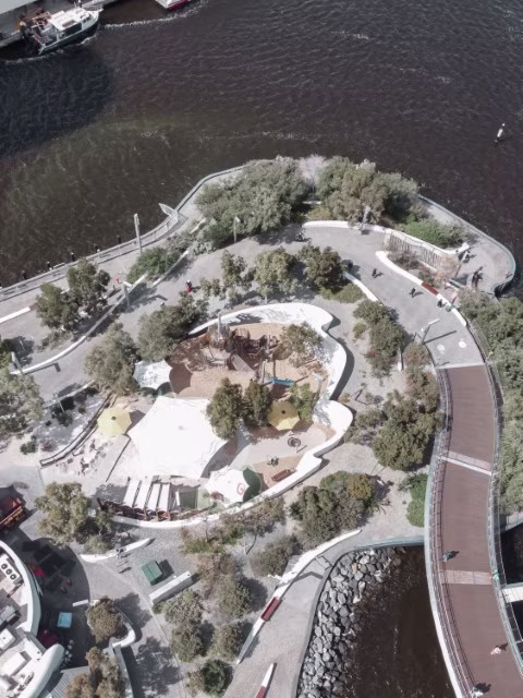 Things To Do in Perth Elizabeth Quay The Island Playground Aerial Drone Travel Blog Kida