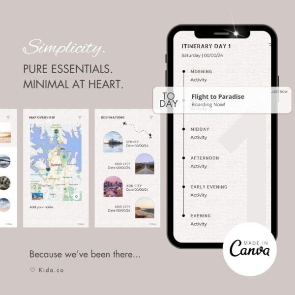 Travel Planner Itinerary Photobook Mobile Digital Canva Template Download Family Trip Modern Minimalist