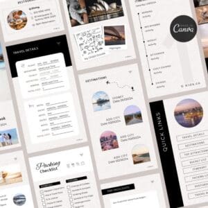 Travel Planner Itinerary Photobook Mobile Digital Canva Template Download Family Trip Modern Minimalist