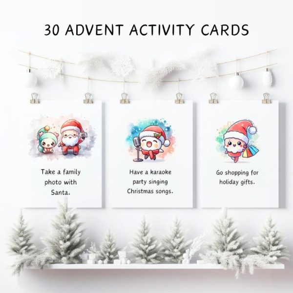 Advent Activity Cards Kids DIY Christmas Calendar 12 Days to Christmas Countdown Printable Digital Download Cover