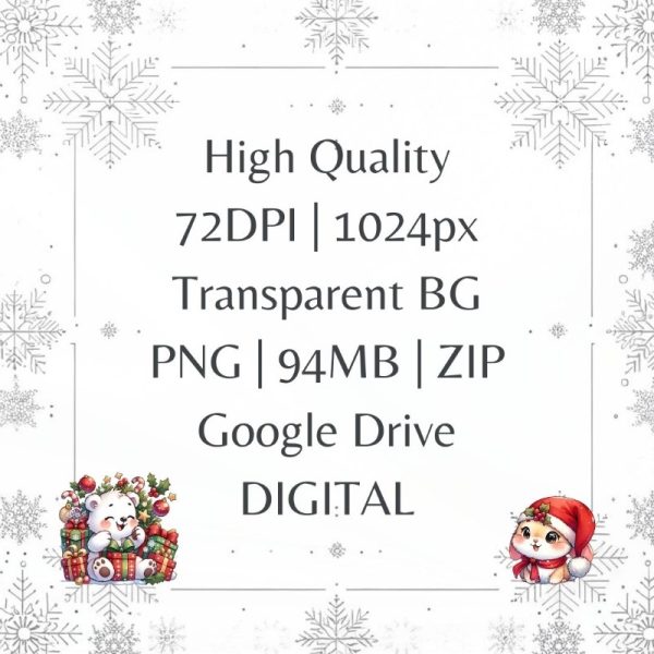 Christmas Clipart PNG Digital Sticker Transparent Cute Kawaii High Quality Transparent Background