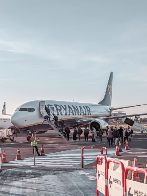 budget airline Ryanair plane in airport