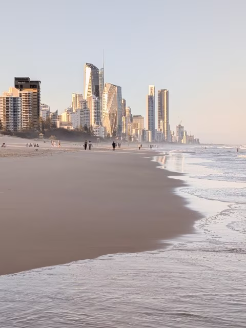 Gold Coast skyline sunset beach