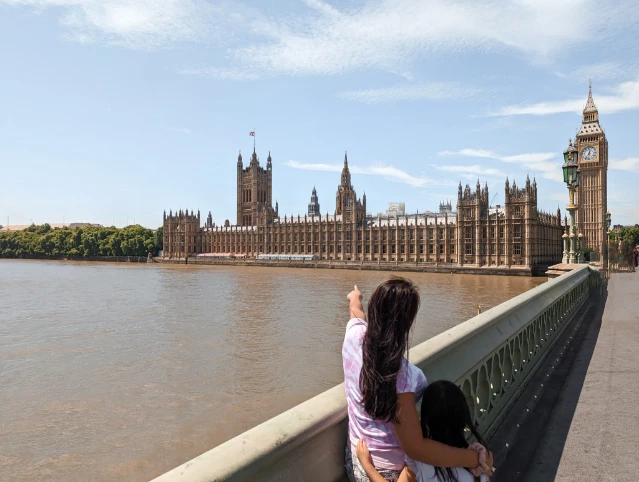 family travelling Europe UK England London Big Ben landmark Westminster Bridge guide
