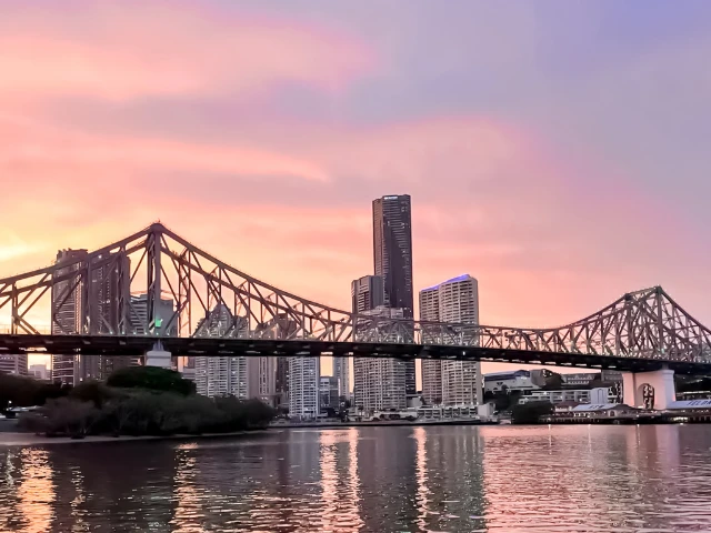 Brisbane Story Bridge sunset Australia Queensland travel guide cover