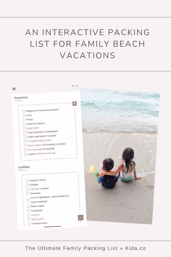 checkable packing list for family beach vacations featured