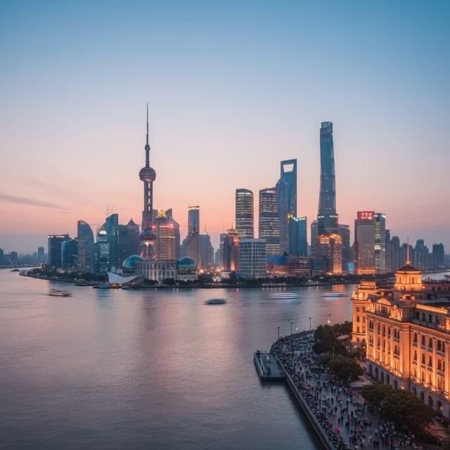 aerial view of shanghai china night lights cityscapes
